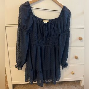 NWT Altard State Navy Babydoll longsleeve dress